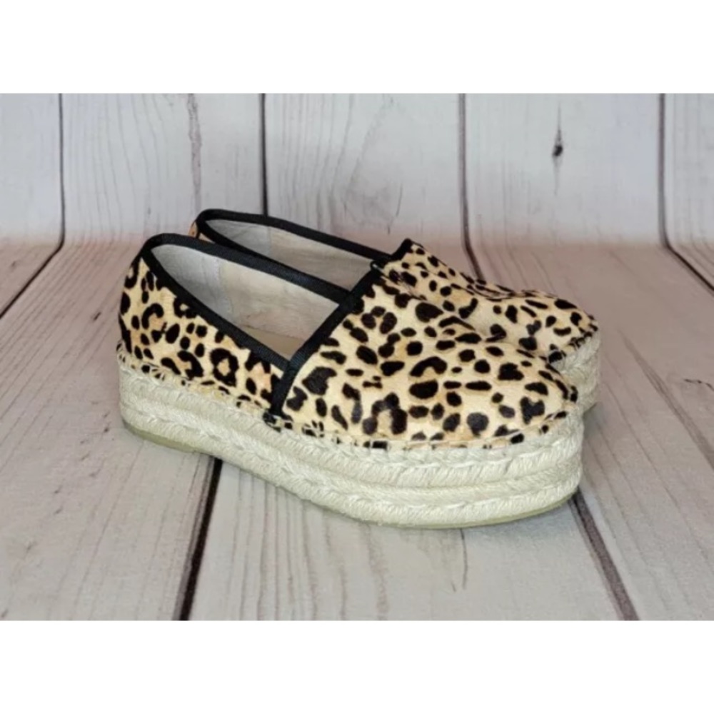 Steve Madden Alexia Leopard Cow Hair Platform Wedge Espadrille Women’s Size 5.5 - Picture 2 of 14